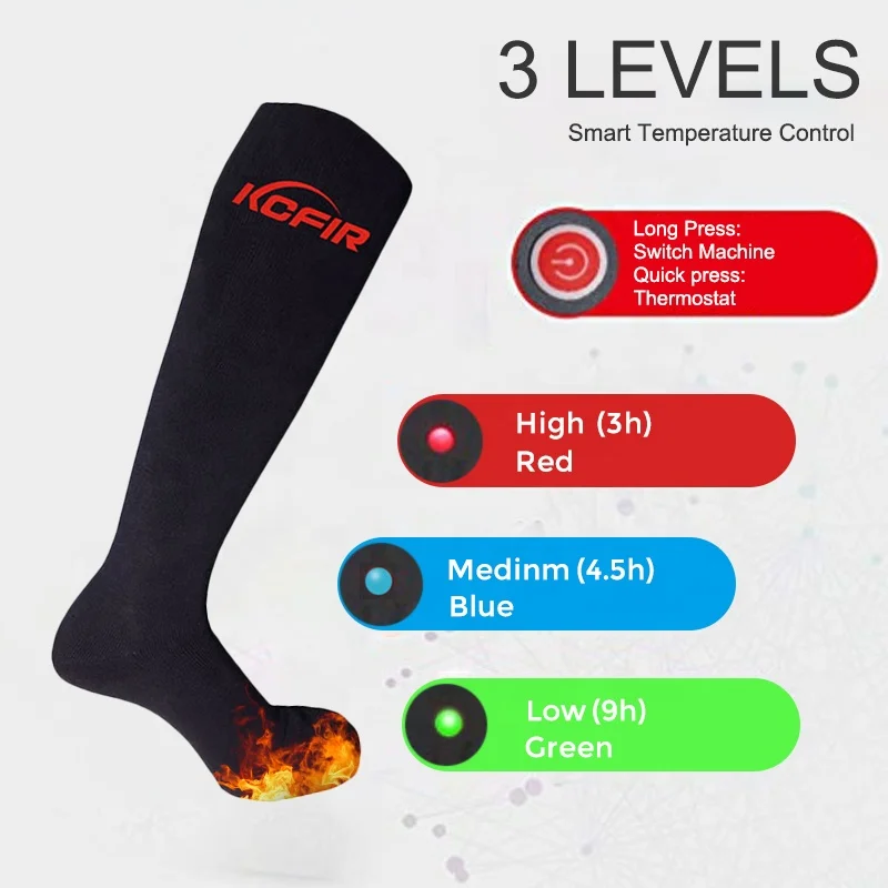 Outer Door Rechargeable Electronic Power Bank Remote Control Ski Foot Warmer Heated Socks