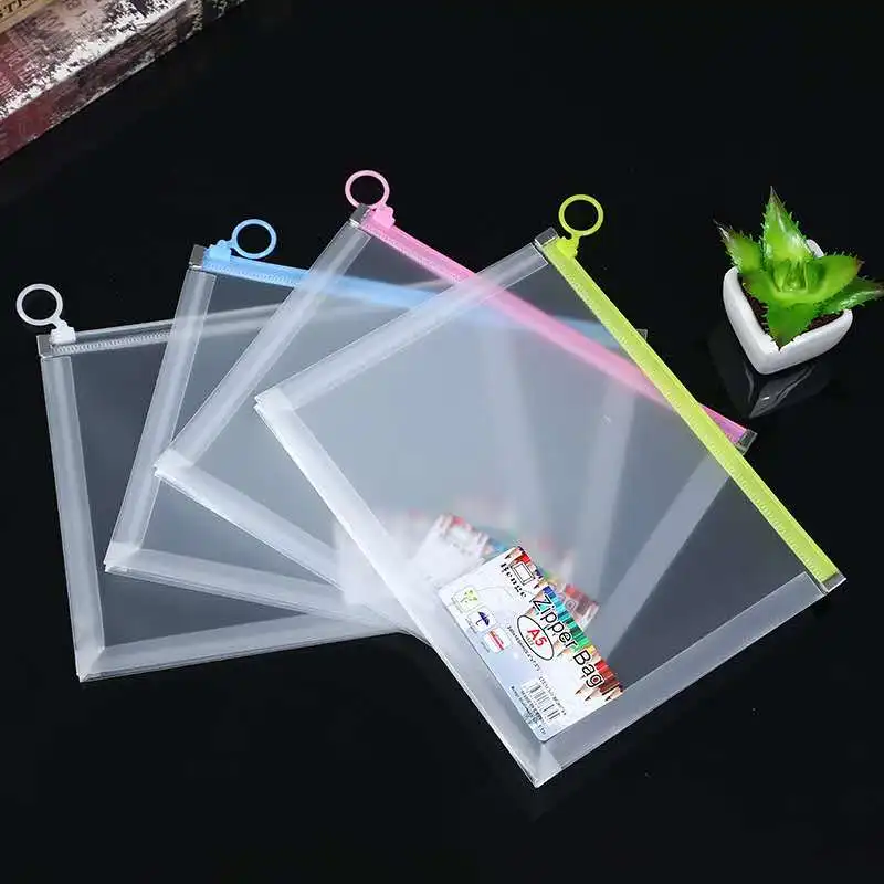A4 office file folder zip lock mesh color package clear PVC document bag