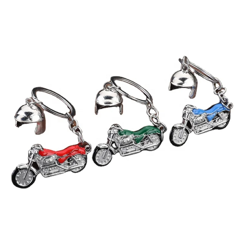 Harley Motorcycle metal key chain Creative gift key ring custom metal 3D crafts supply simulation motorcycle helmet key chain