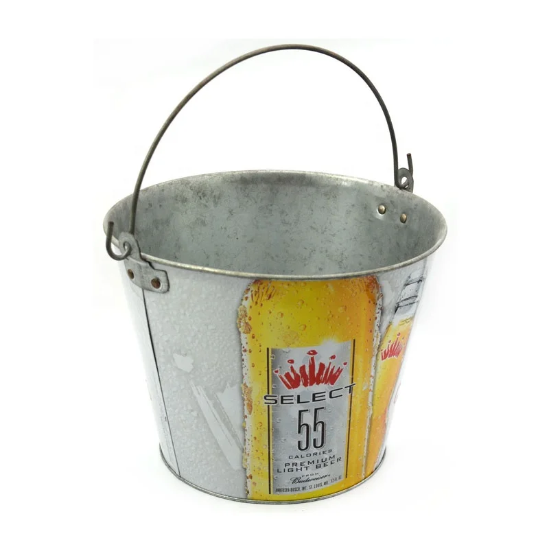 Galvanized Metal Ice Bucket For Bar And Parties Beverage Chiller Champagne Ice Bucket With Handle Beer Ice Bucket