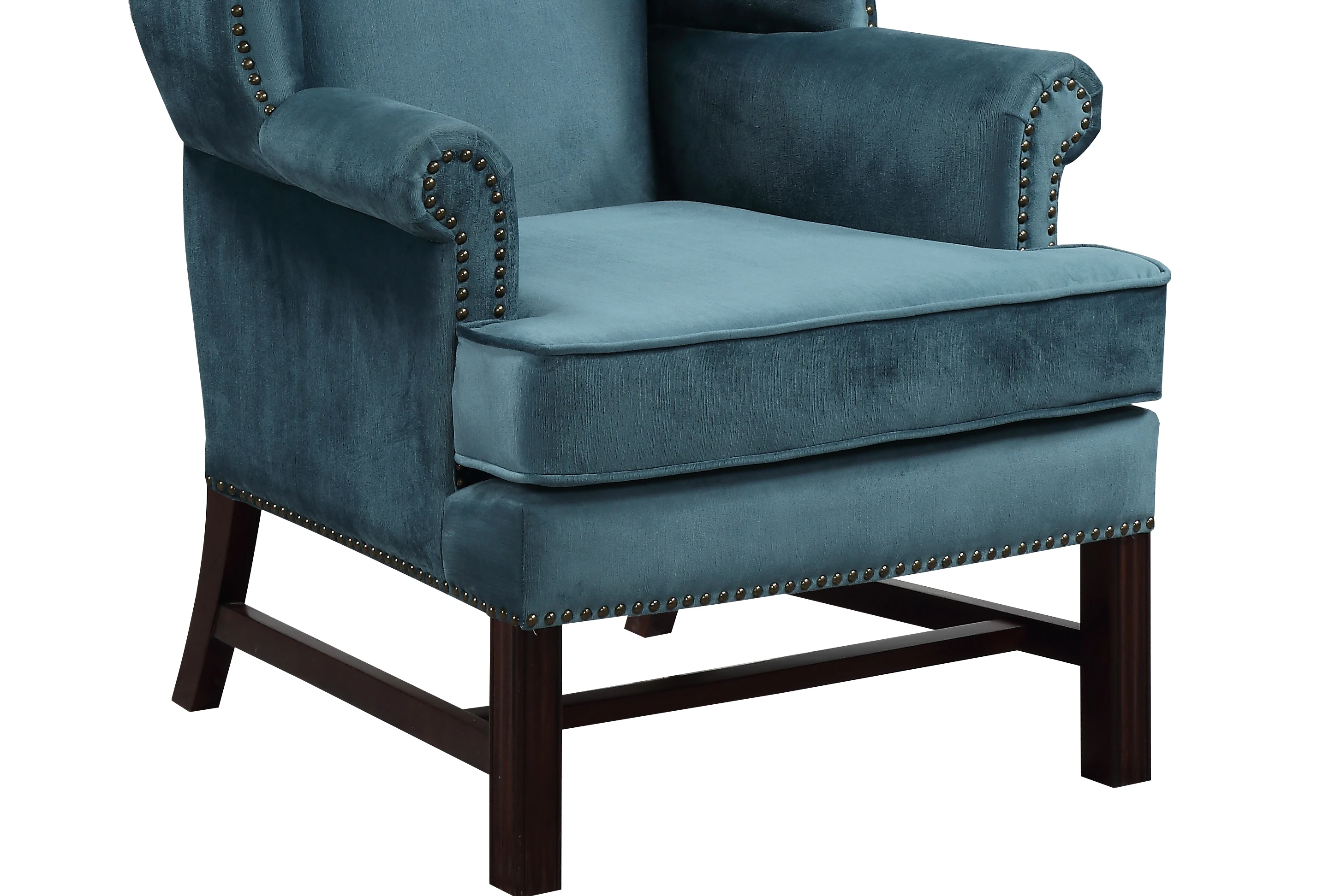 Бархатные стулья, тканевые ножки из массива дерева, кресло с крыльями, роскошное современное кресло с мягкой обивкой, синее кресло для гостиной Kd