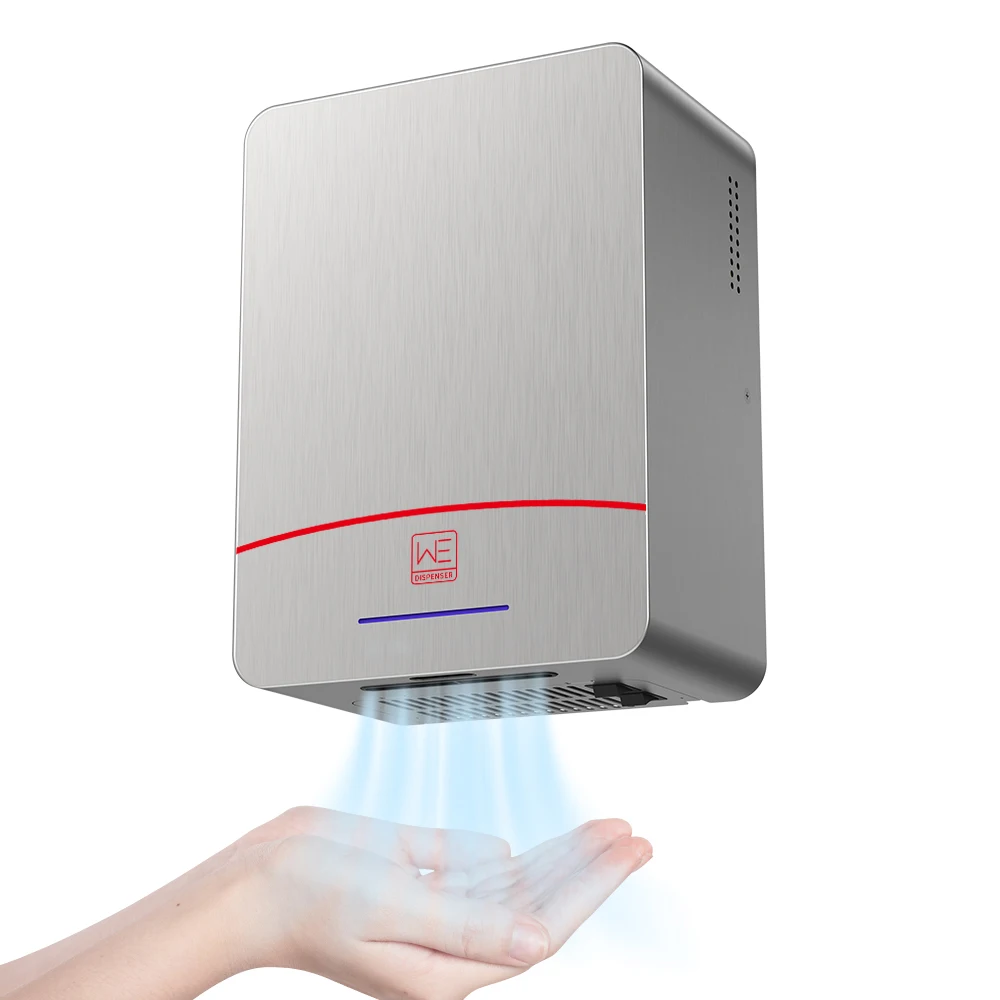 Commercial Compact Slim Sensor Battery Operated Stainless Steel HEPA Hand Dryer High Speed Automatic Energy Efficient Hygienic