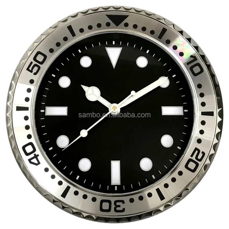 China Silent Decorative Blue Quartz Luminous Wall Clock to Promotion Gifts