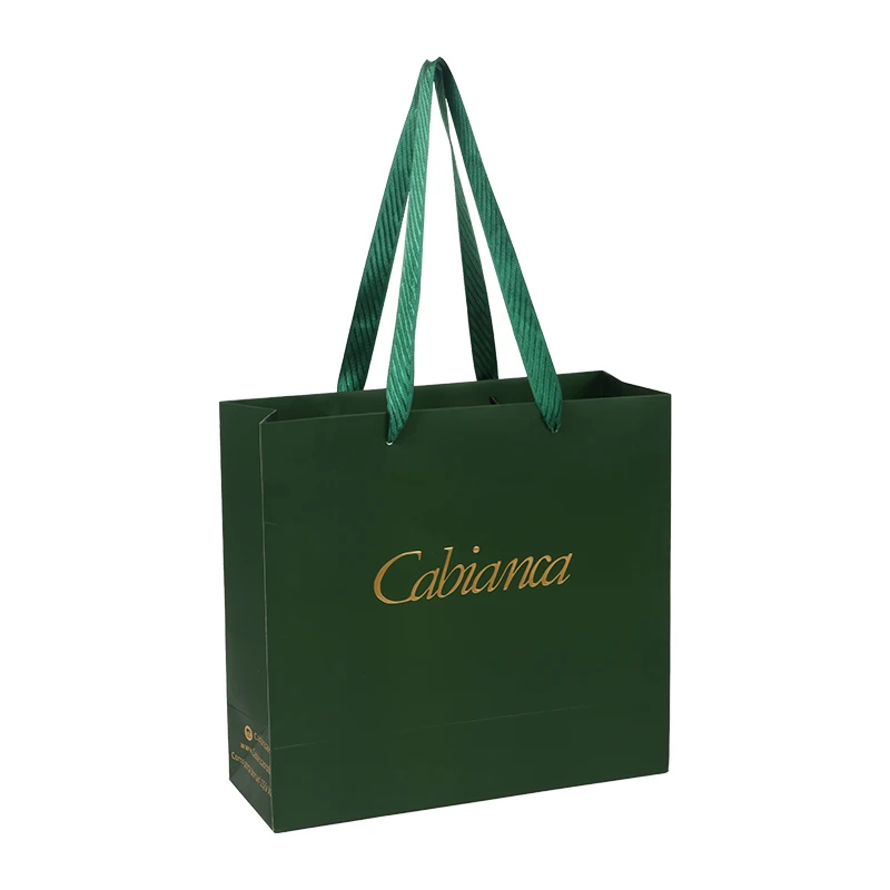 Wholesale Custom Printed White Green Gift Craft Shopping Paper Bag with Your Own Logo