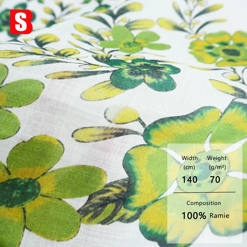 Custom 70gsm lightweight 100% Linen Ramie Printed For Dress Shirt Curtains Bedding Garments Home Textiles for Boys and Girls