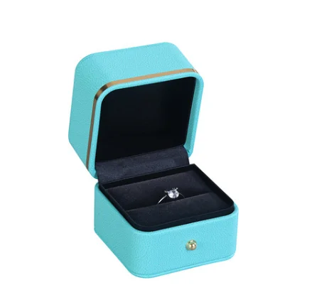 Luxury Blue PU leather jewelry packaging set gift ring boxes