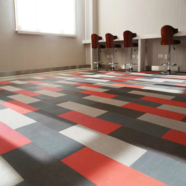 ZNZ Factory directly Bolon design carpet commerical tiles pvc plastic carpet roll china woven pvc flooring