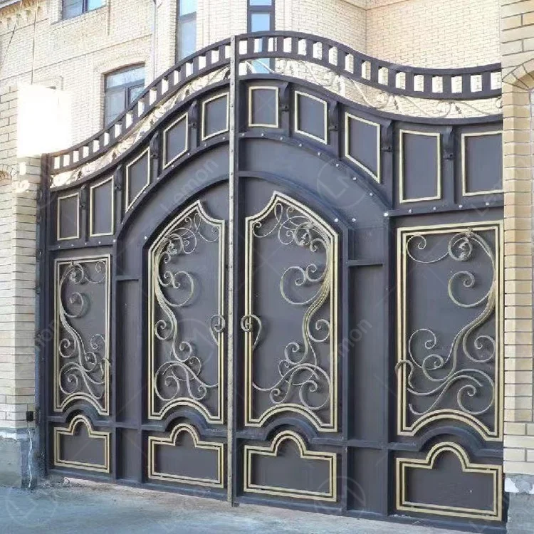 Portail Different Modern Compound Wall Iron Main House Gate Grill Design Philippines High Quality Wrought Iron Gate Design
