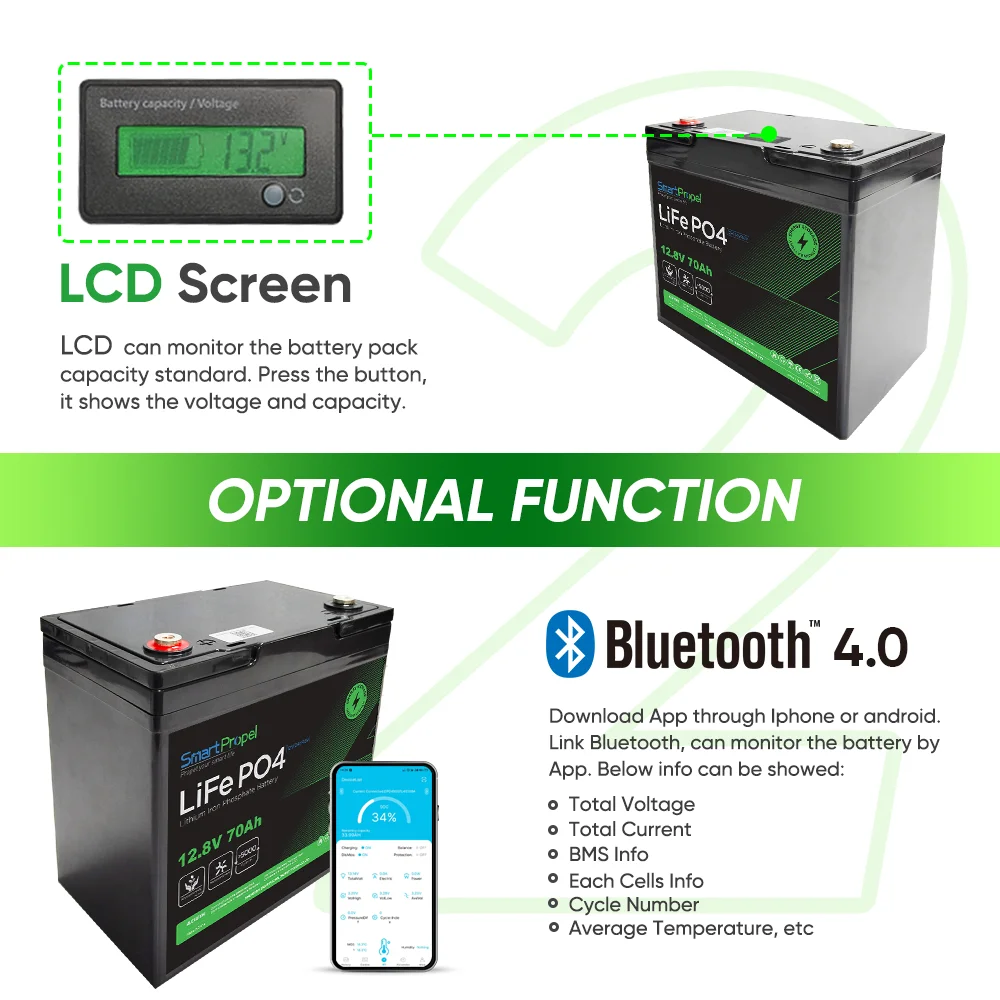 Smart BMS 12V 50Ah Lithium Batteries Deep Cycle 12V 24V 70ah 100Ah 200Ah 300Ah Lifepo4 Lithium Ion Battery Pack With bluetooth