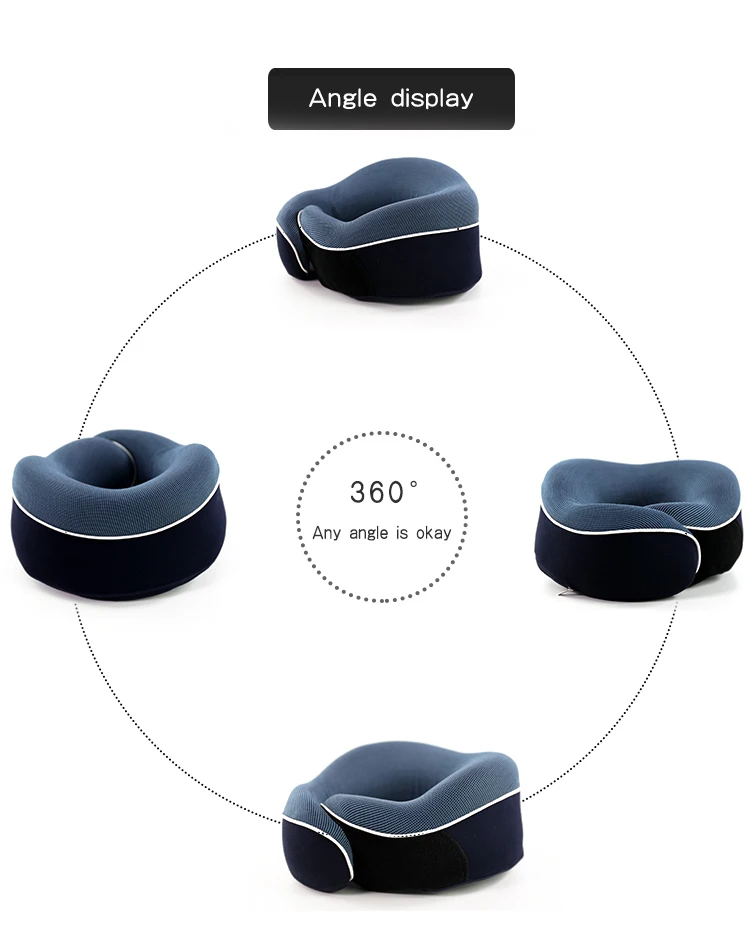 OEM Popular  Airplane Memory Foam Neck Pillows Travel Pillow Solid Neck Cervical Healthcare U Shape Pillow Black