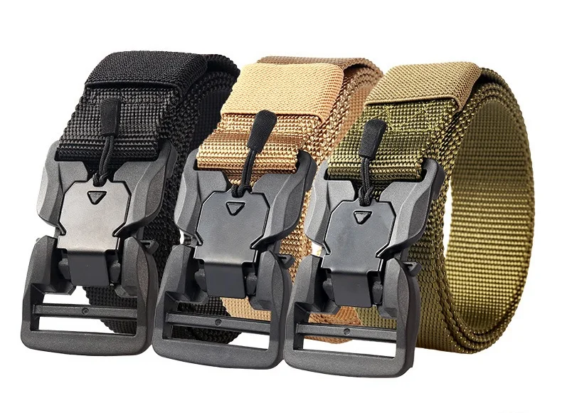 Genuine Tactical Belt Quick Release Magnetic Buckle Military Belt Soft Real Nylon Sports Accessories men and women belt