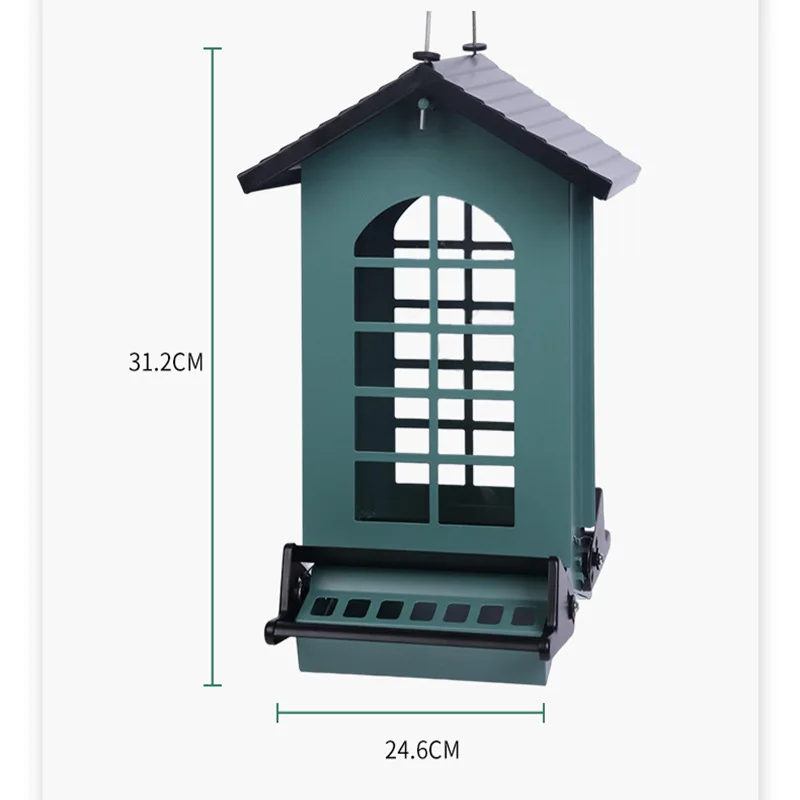 Factory Custom OEM Outdoor Courtyard Garden Hanging Automatic Metal Hummingbird Seed Food Feeder Wild Bird Feeder