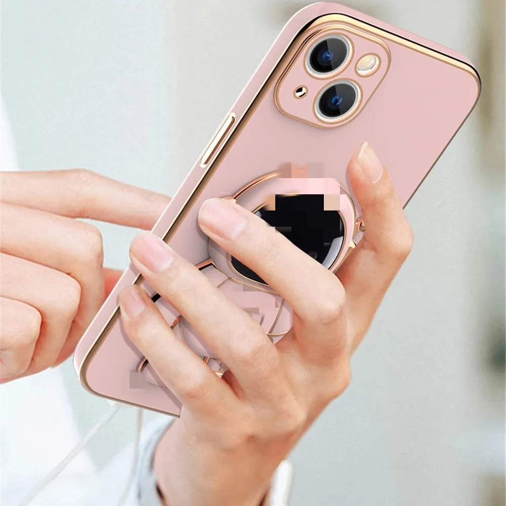 Luxury Plating Cute Space Astronaut Kickstand Phone Case For iPhone 11 12 13 14 Pro Max With Astronaut Folding Stand Holder