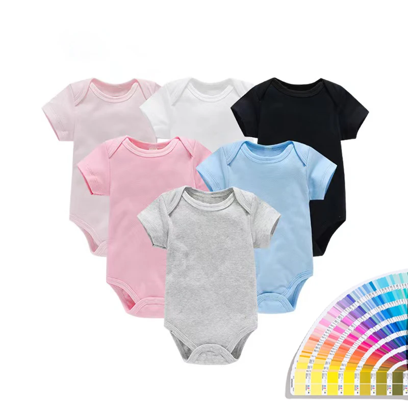 Custom Bodysuit Baby Clothes Baby Boys Girls Cotton Rompers Ropa De Bebe Unisex Baby Clothing Summer MK Short Solid Pullover 09