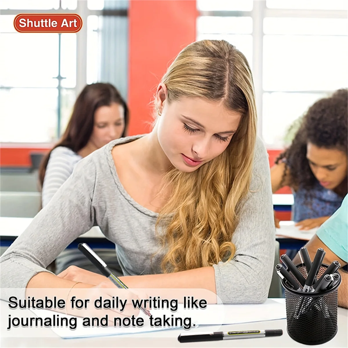 WQN Wholesale 0.5mm Gel Pens Straight Liquid Quick Drying Roller Pen in Office Signature Black Blue Red Ballpoint Pen Styles