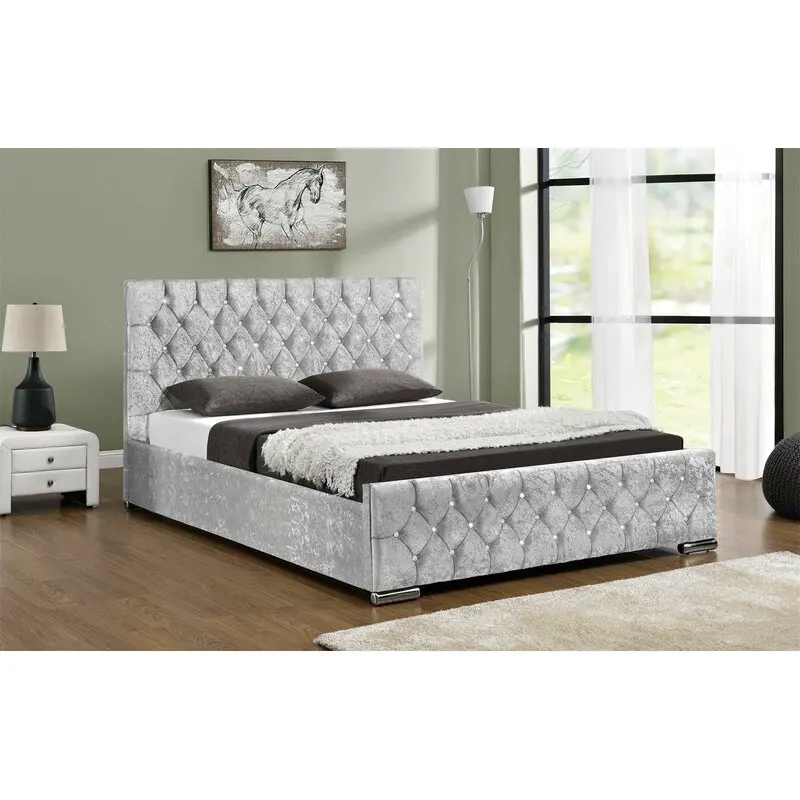 Hot Selling Leather And Fabric 160x200 British Style Gas Lift Ottoman Bed Frame With Storage
