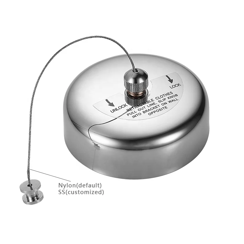 Punch Free  Wall Mounted Stainless Steel Home Outdoor Retractable Hanging Rope Clothesline