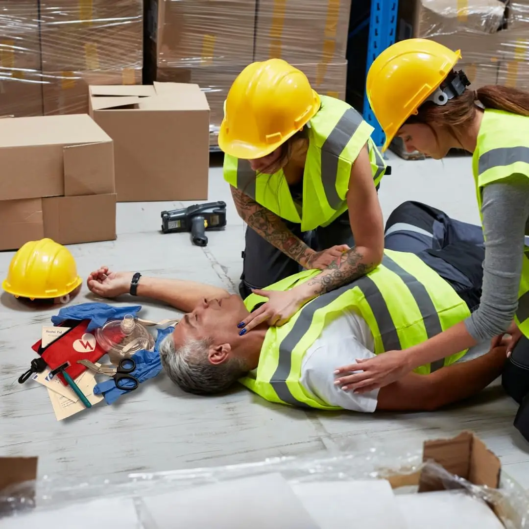 AED First Responder training Kit with CPR, Gloves, Razor, Scissors, Gauze Pads, and Cleansing Wipes for AED