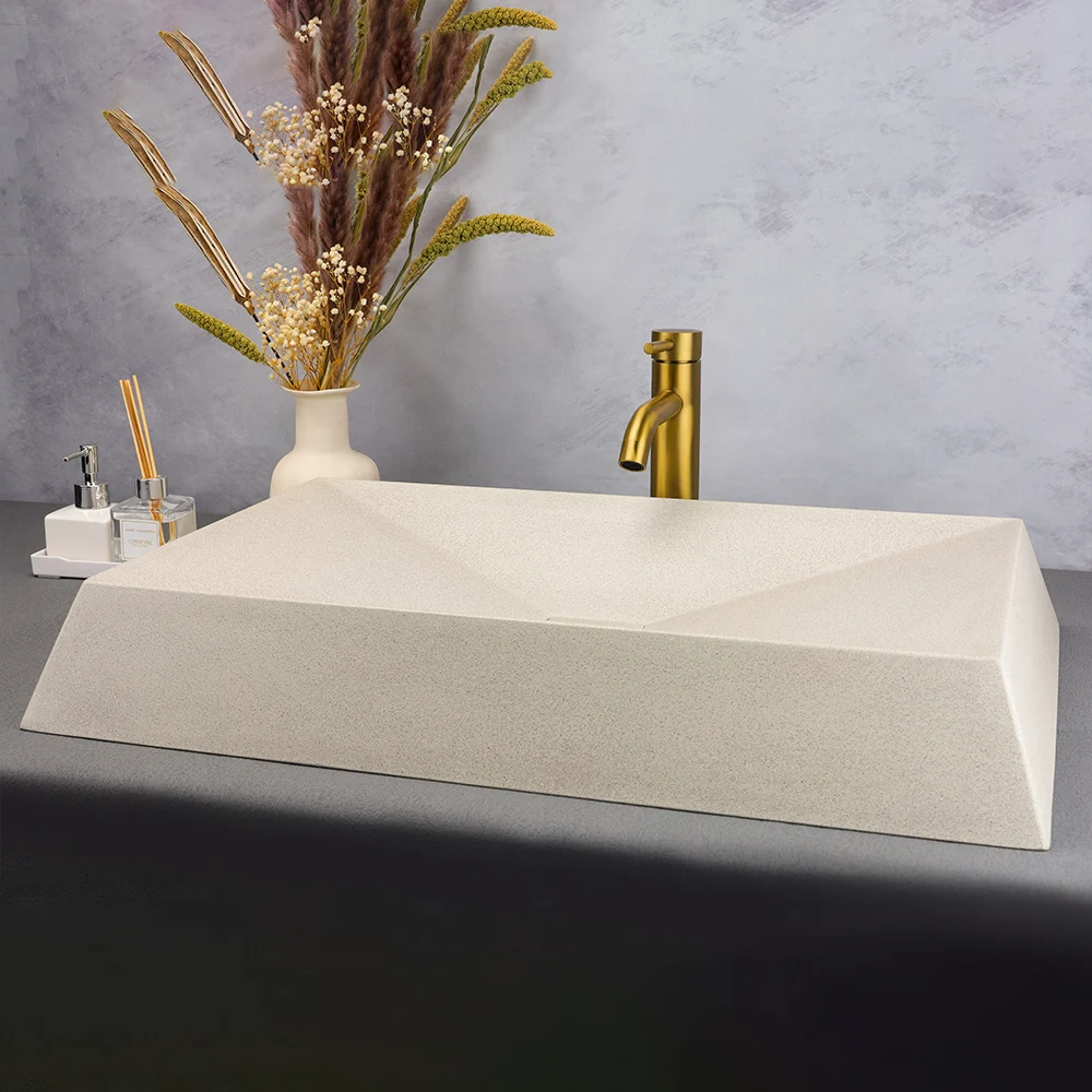 OEM wholesale hotel modern rectangular concrete bathroom vanities basin container bathroom vanities sink