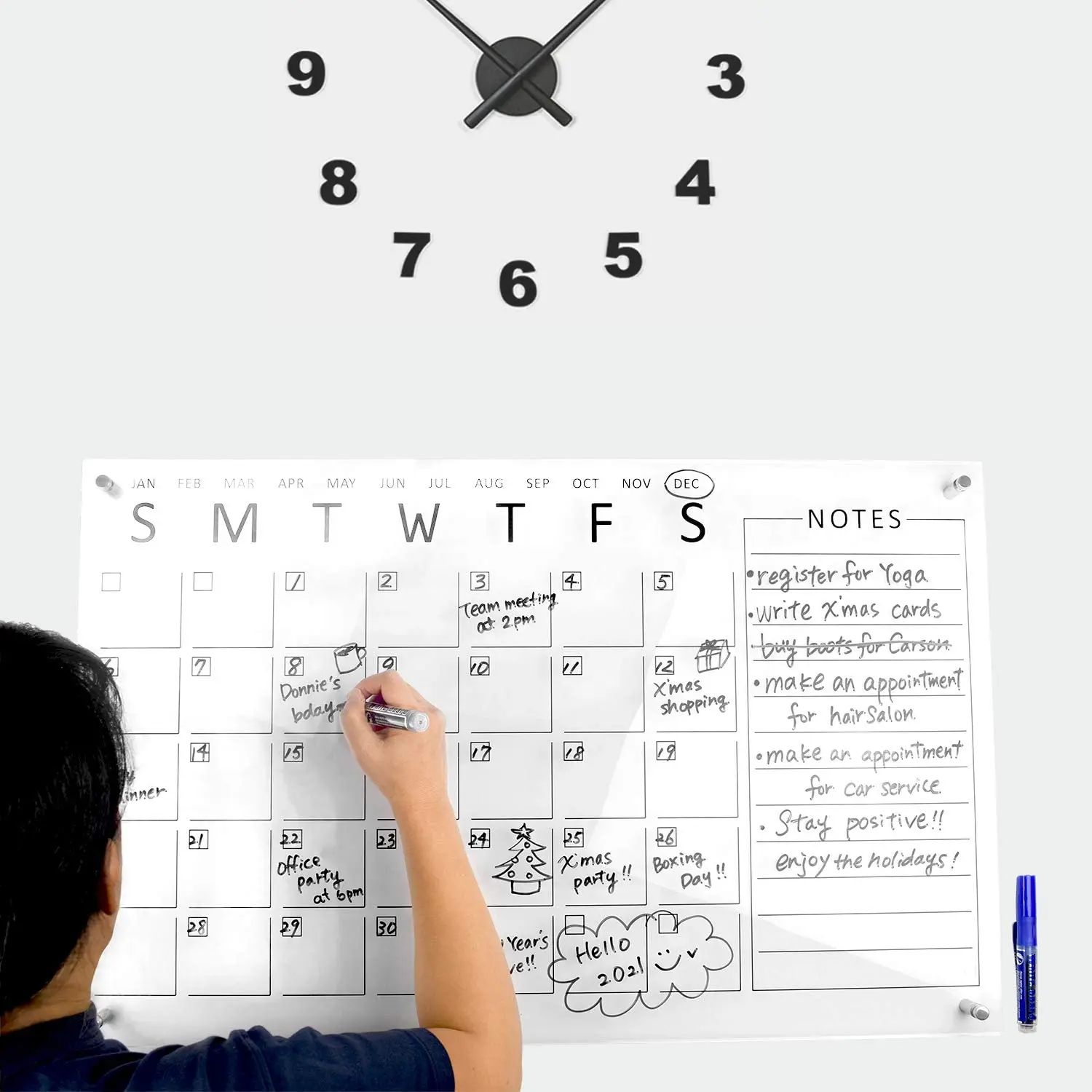 erasable writing magnetic memo message dry erase note clear acrylic sign boards