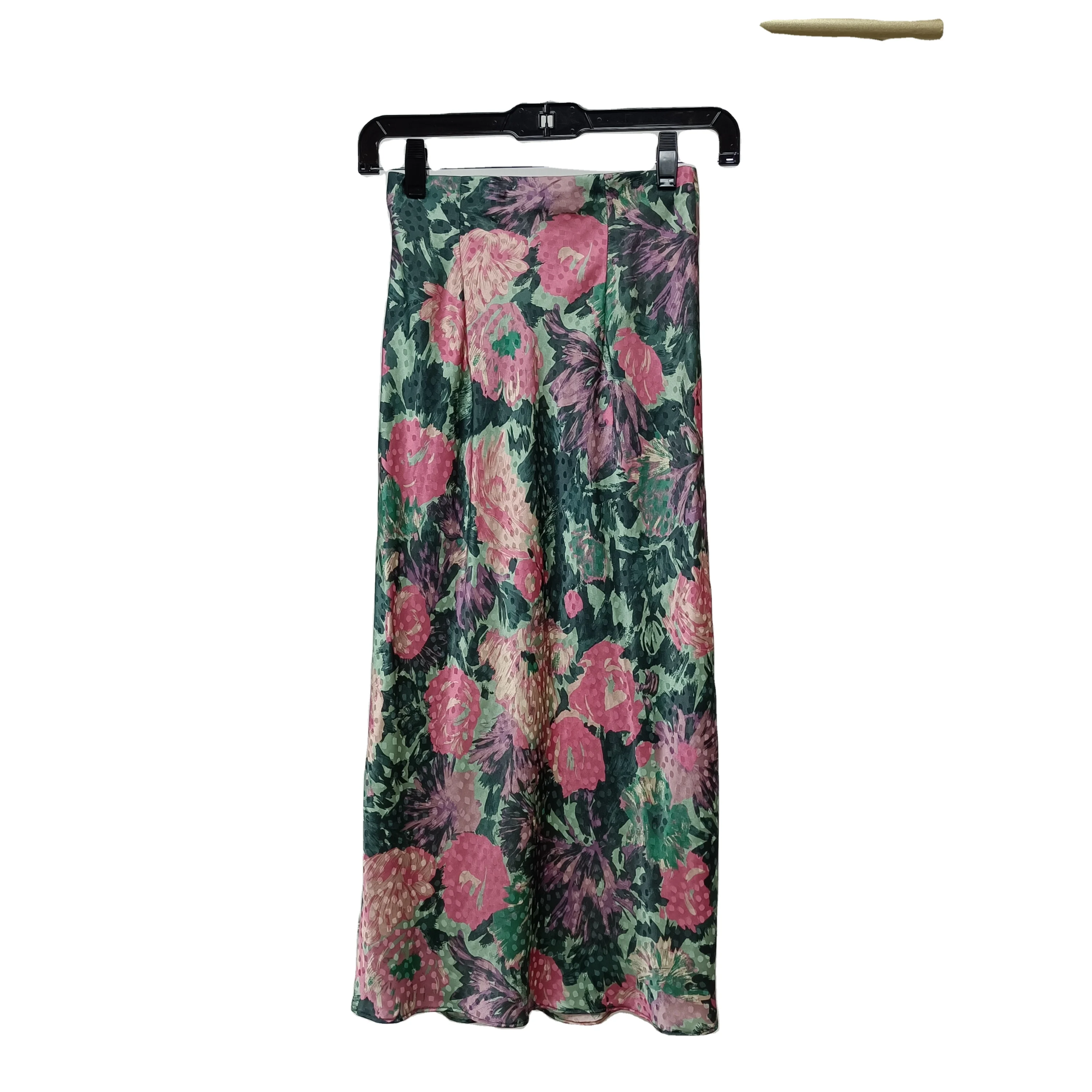 Шелковая Сексуальная юбка средней длины с цветочным принтом