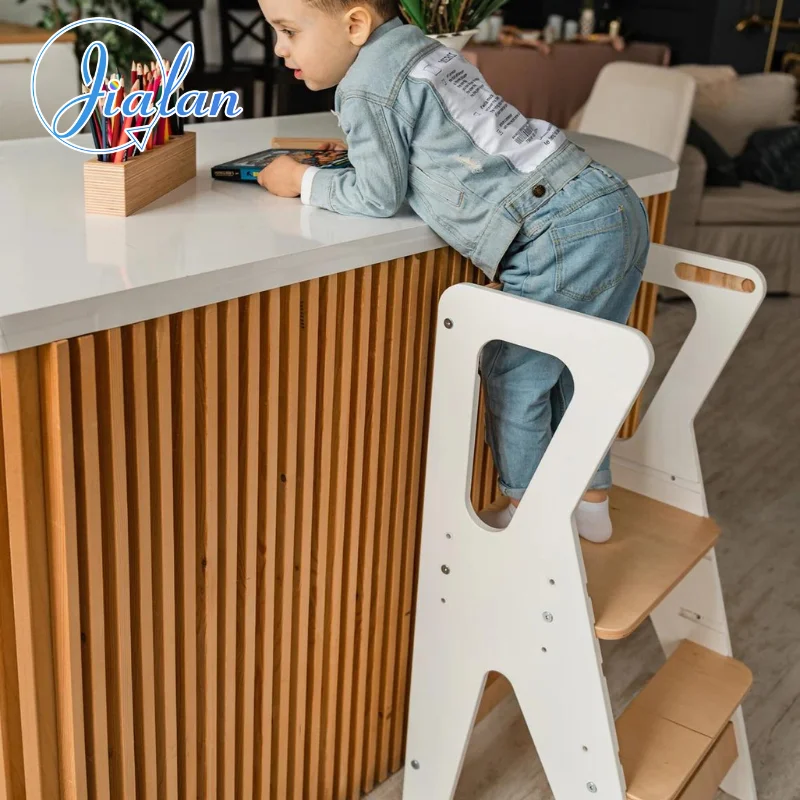 Montessori Learning Tower With Blackboard Writing Painting Bench Kid Washing Standing Footstool Children Wooden Education Toys