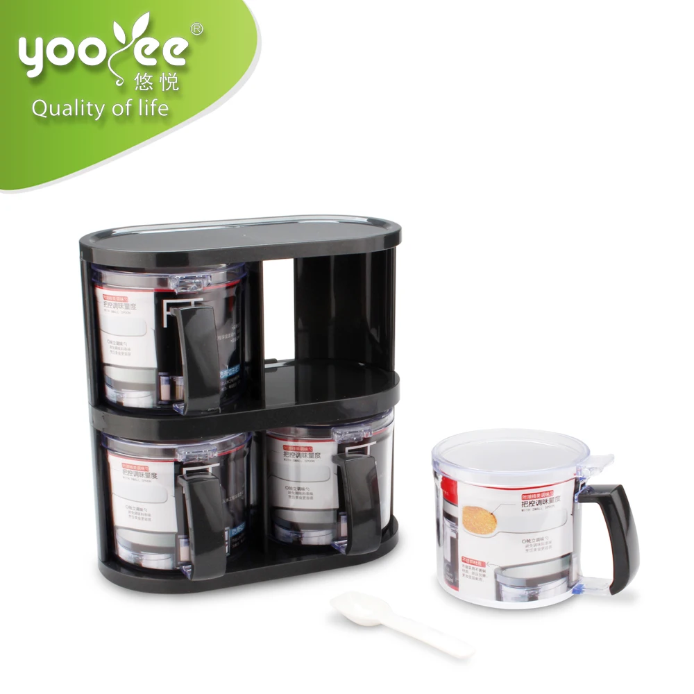 Spice Jars Hot Selling Plastic 4 Pieces Storage Bottles & Jars,herb & Spice Tools Salt Pigs, Cellars & Servers Acceptable Cover