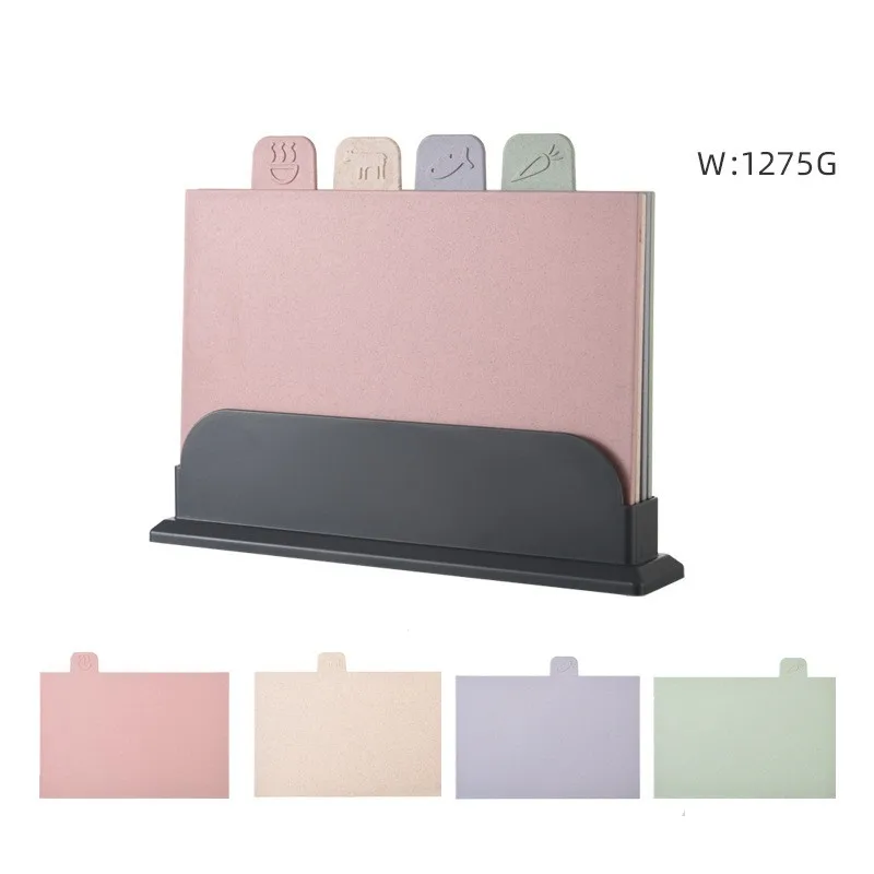 Four-Piece Eco-Friendly Grade Kitchen Cutting Board Set Wheat Straw and PP Plastic for Kitchen Toolsgrade kitchen cutting boards