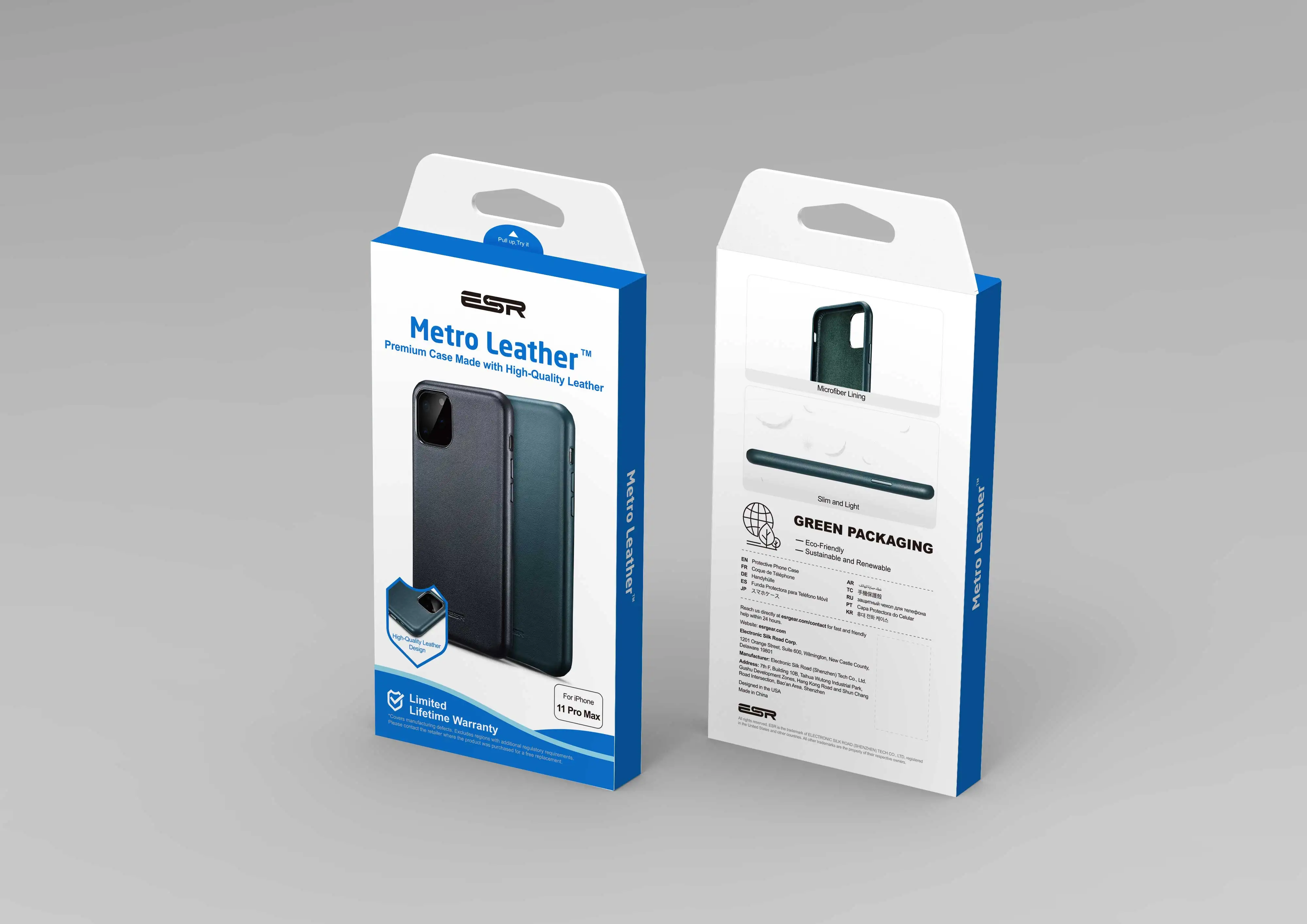 
ESR High Grade With Soft Fabric Inner Shock For iPhone 11/11pro/11pro Max genuine leather phone case 