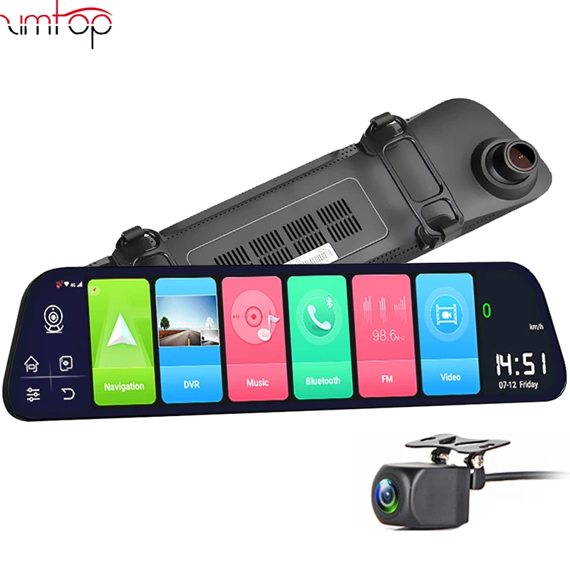 
Zimtop 12inch 1080p 4G Rearview Mirror Car Camera WiFi ADAS Android 8.1Touch DVR 4+32G ROM Remote Control Rear view Mirror 