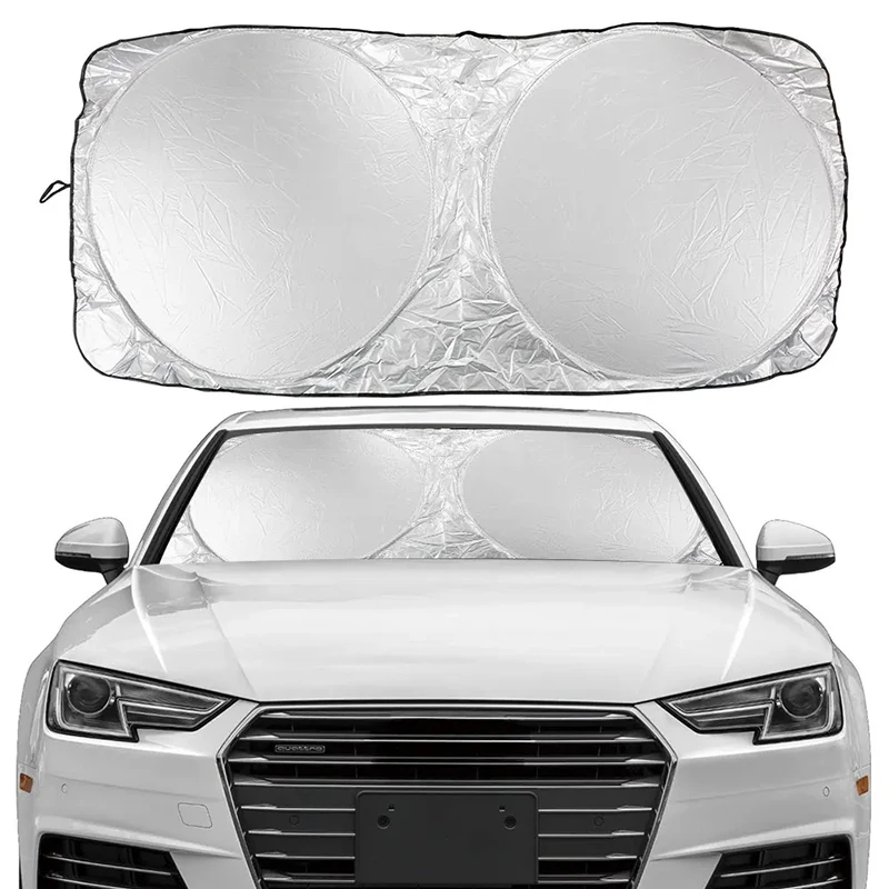 Wholesale Polyester Double Circle Car Front Windscreen Sun shade Screen Sunshades Customized LOGO