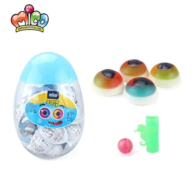 Hot Selling Gummy Candy Egg Packing Cartoon Eye Shape Soft Candy With Small Funny Toy