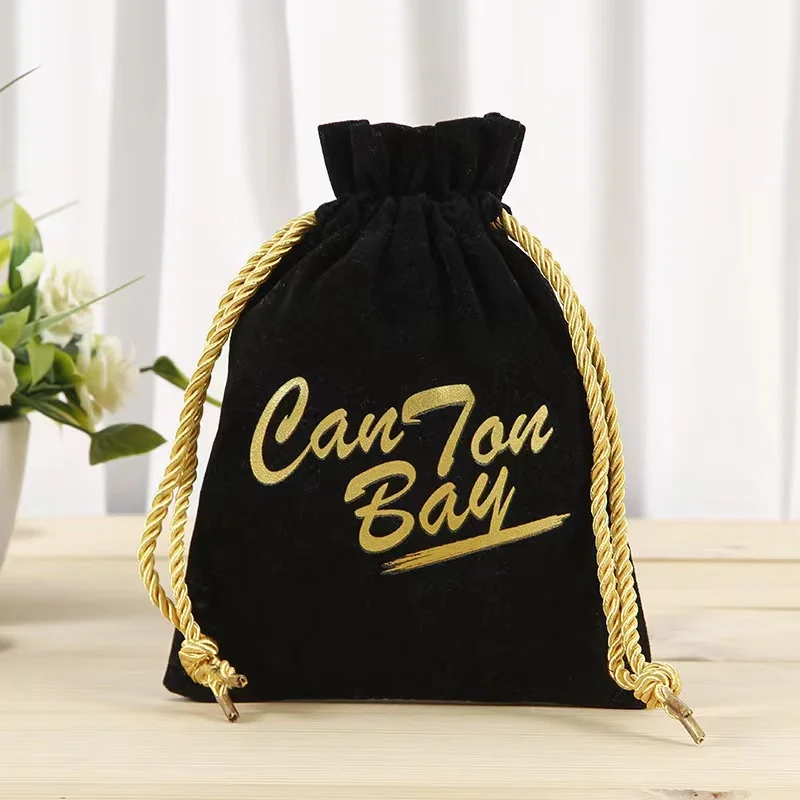 2022 New Design Customized Logo Dust Bag Printing Logo Pouch Wholesale Velvet Drawstring Gift Bag