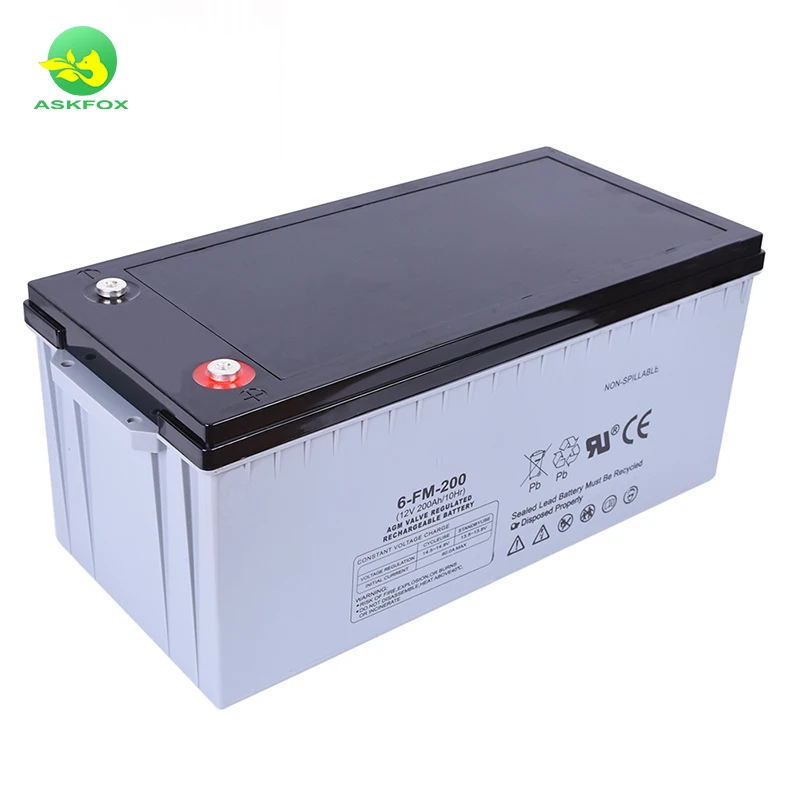10 Years Working Life 12v 200ah Agm Deep Cycle Battery For Solar System