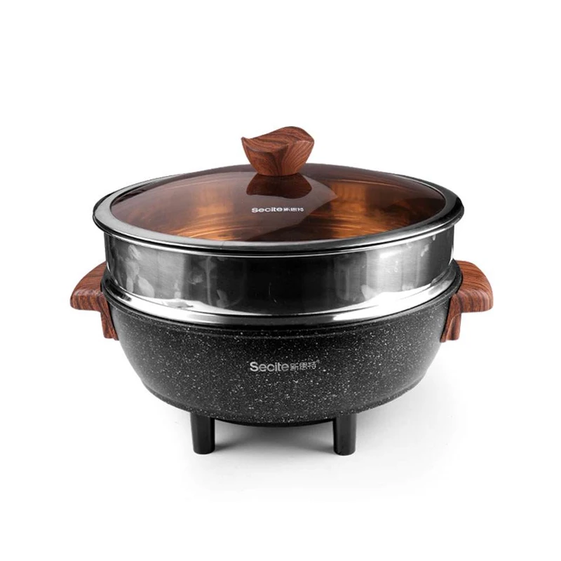 Пользовательская антипригарная круглая электрическая сковорода для жарки, 32 см, алюминиевая литая многофункциональная электрическая сковорода