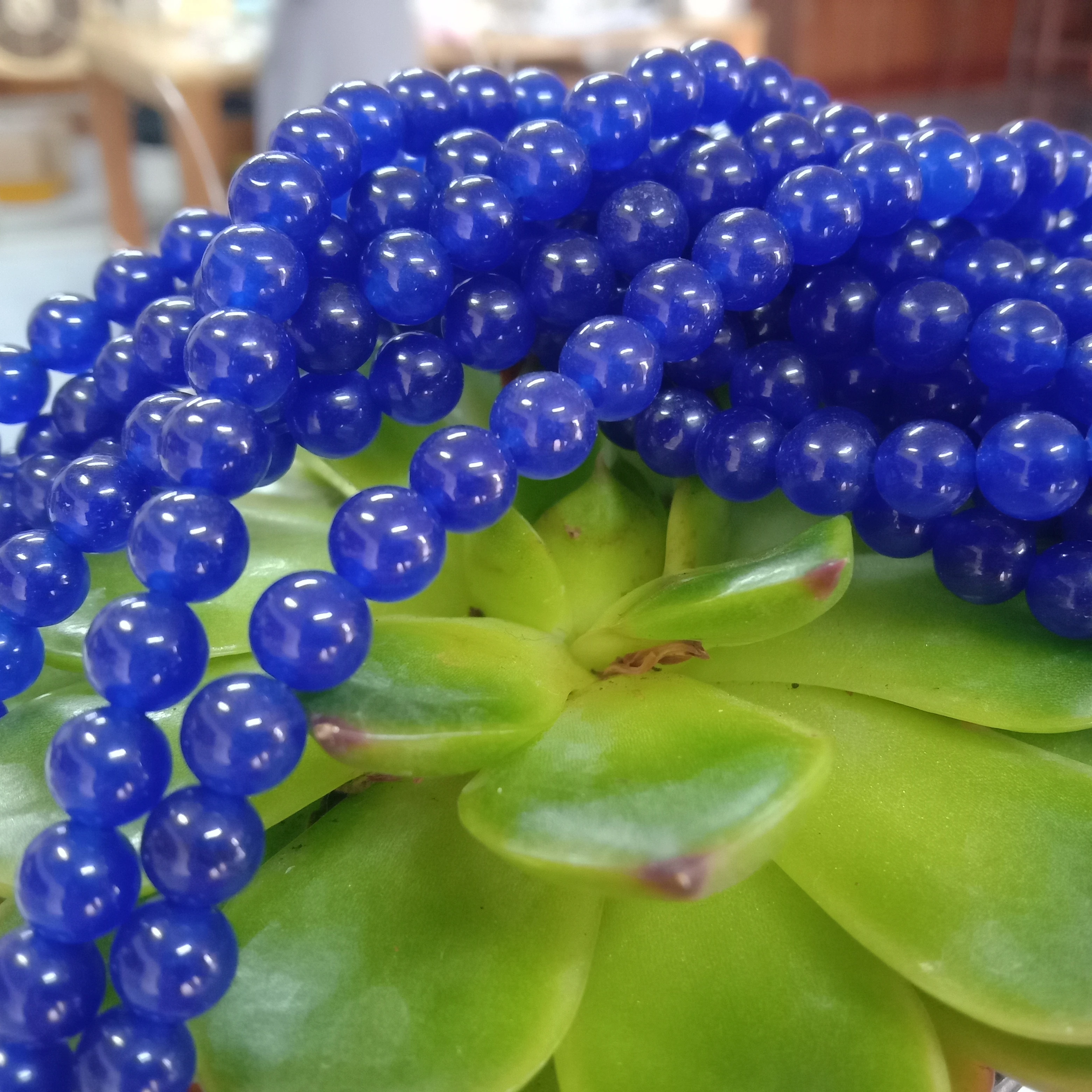 YZ Wholesale Natural Jade Stone Round Blue Green Red Ball Natural Crystal Bead Jade Bracelet Crafts