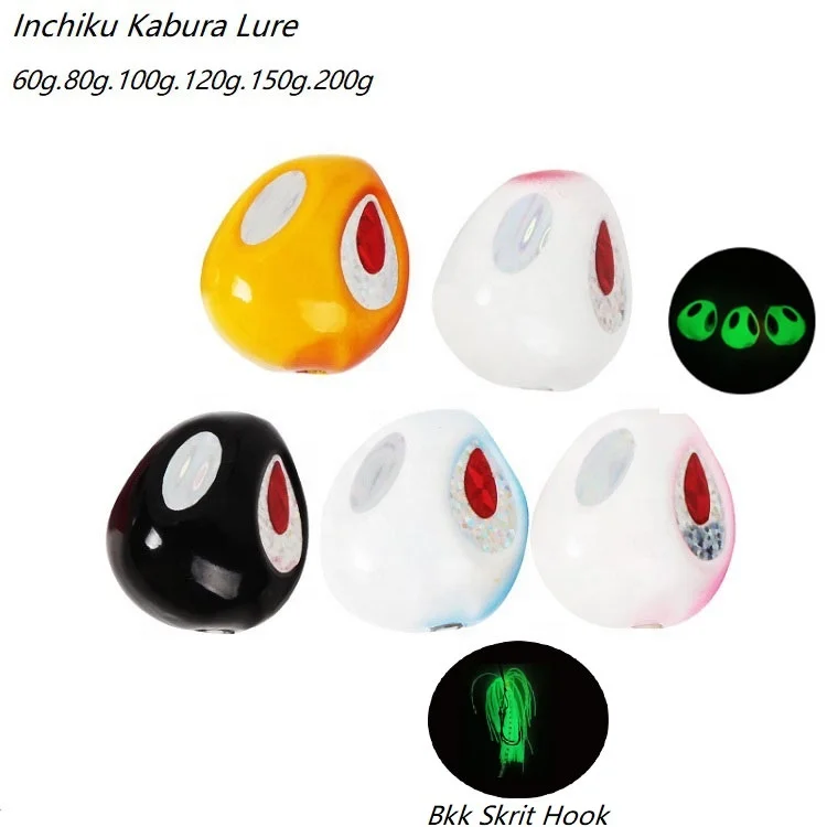 Светящаяся скользящая головка 60G80G100G120G150G200g Inchiku с юбкой Bkk крючок для морской воды DIY Kabura приманка