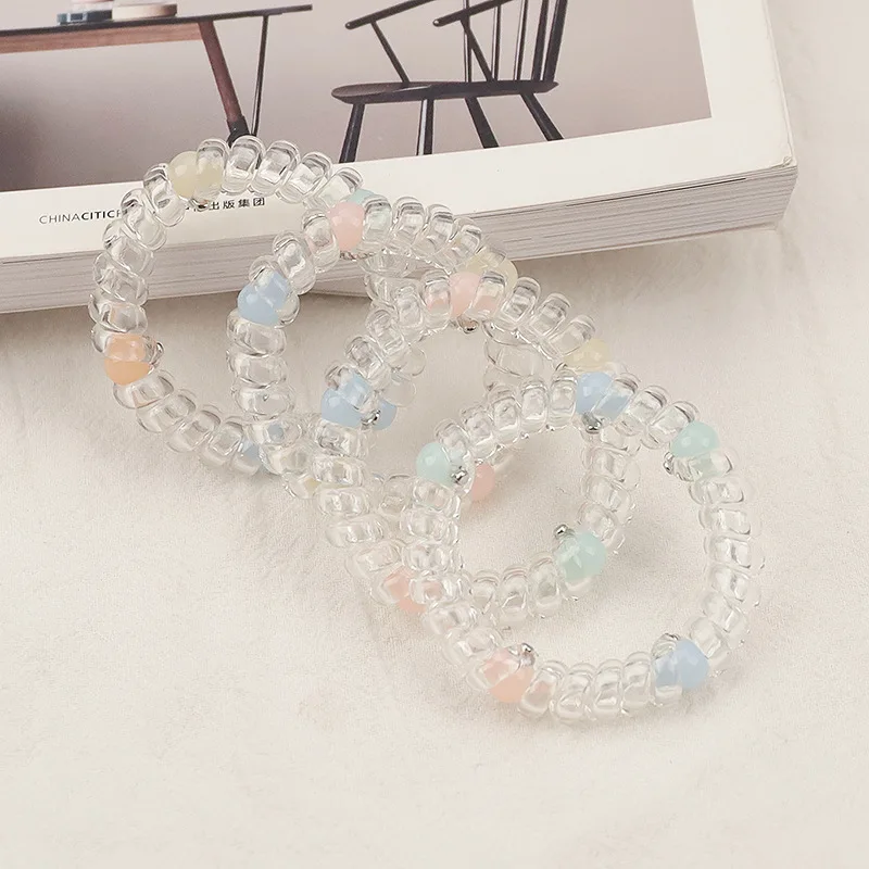 Cute Hair Accessories Partysu Hair Ties For Kids Clear Pin Bead Telephone Scrunchie Kids Elastic Hair Ties Fh Throw