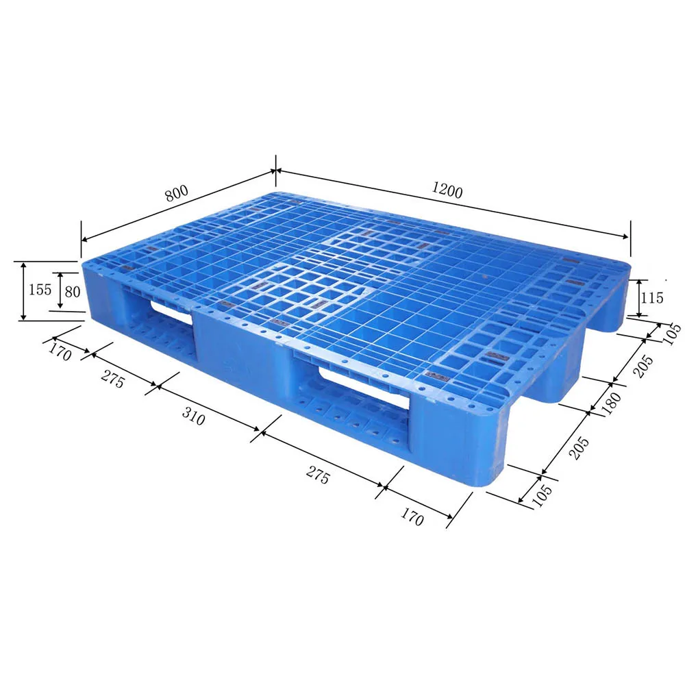 1200*800mm Wholesale closed top 3 slides HDPE waterproof acid resistant impact resistance hygienic heavy duty  plastic pallet