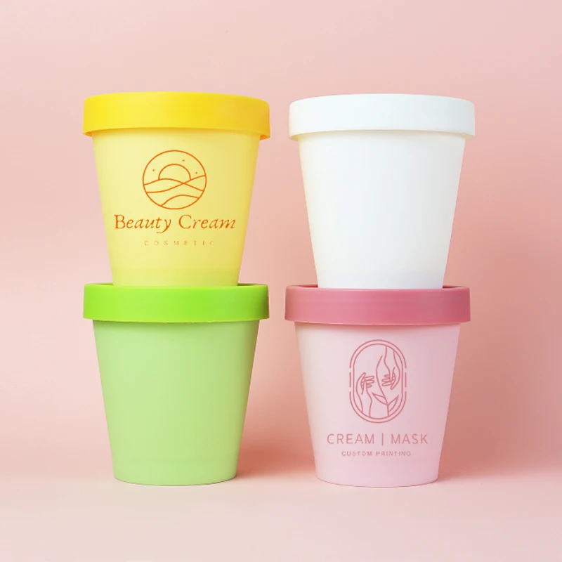 Hot 50ml 100ml 200ml 250ml PP plastic White Pink ice cream skincare face body cream jar for cosmetic packaging