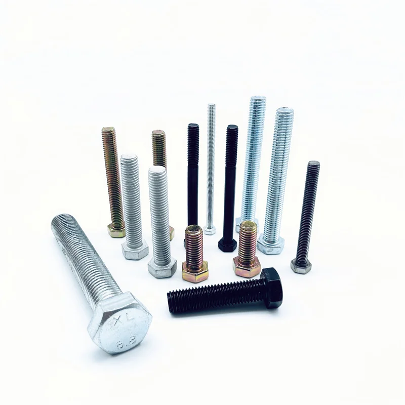 White Blue white yellow zinc plated hex head bolts galvanized hex bolt