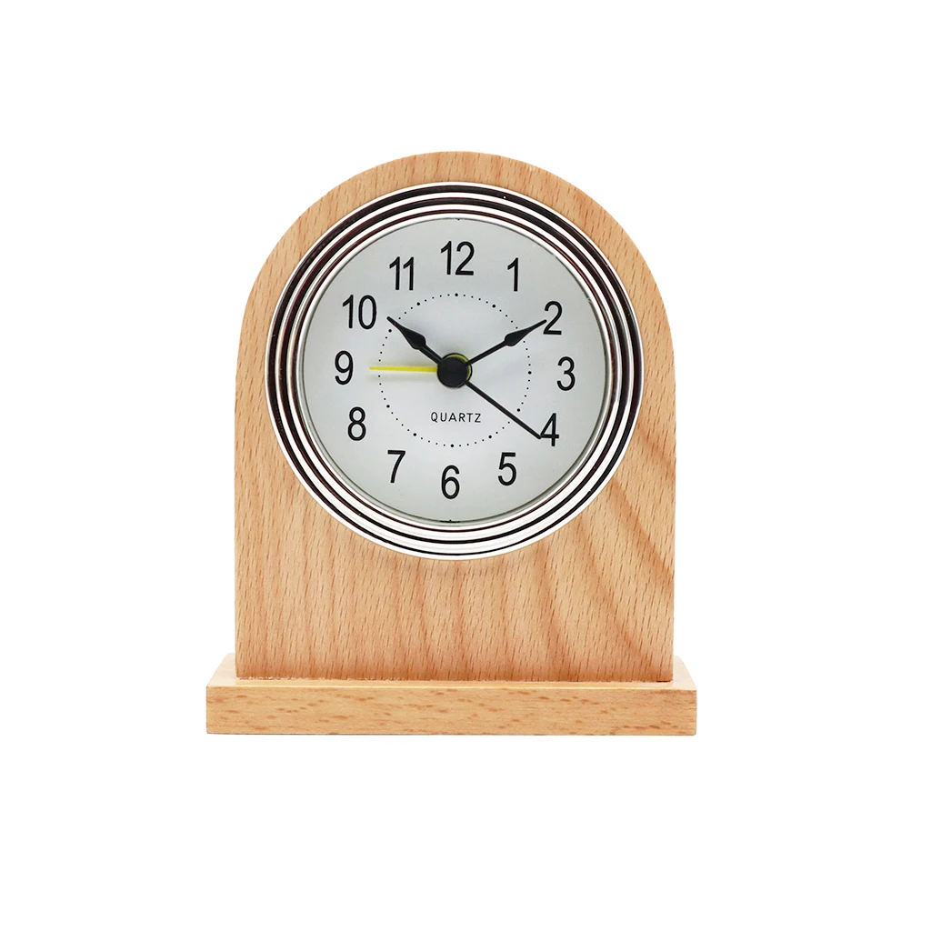 Natural wood colour table alarm clock, high quality wood desk clock