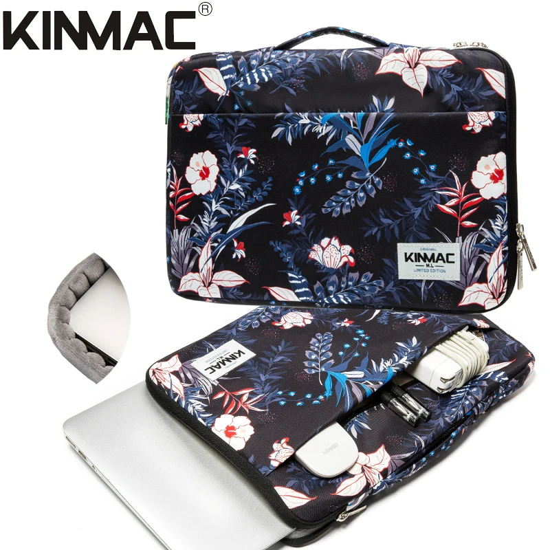 Kinmac Black Plant ladies laptop bag notebook briefcase laptop sleeve bag in water-proof fabric for women 13.3 inch laptop