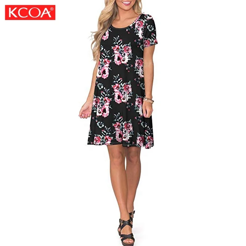Elegant Summer Designer Patterned Knee Length Pockets One Piece Women Dresses