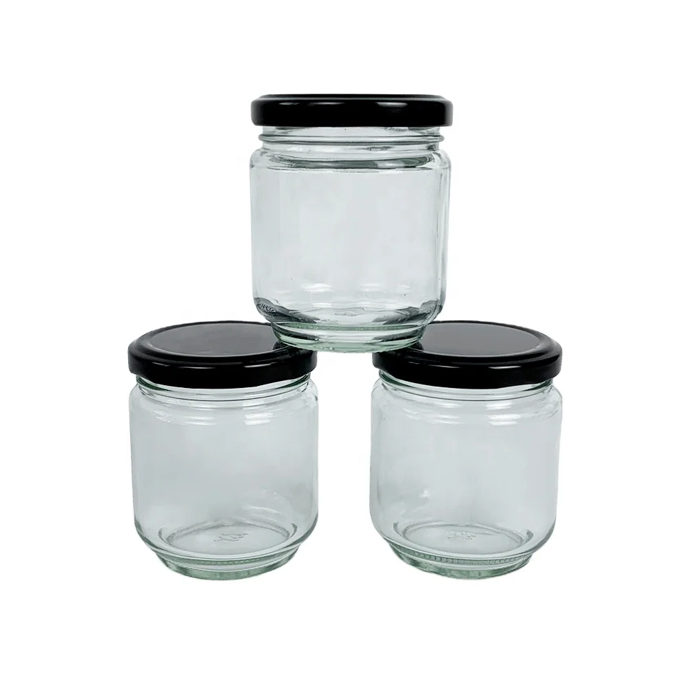 Glass jars with lids 50ml 80ml 100ml 150ml 200ml 280ml 500m 730ml square glass Jars with Black metal Lids For Storage Food Honey