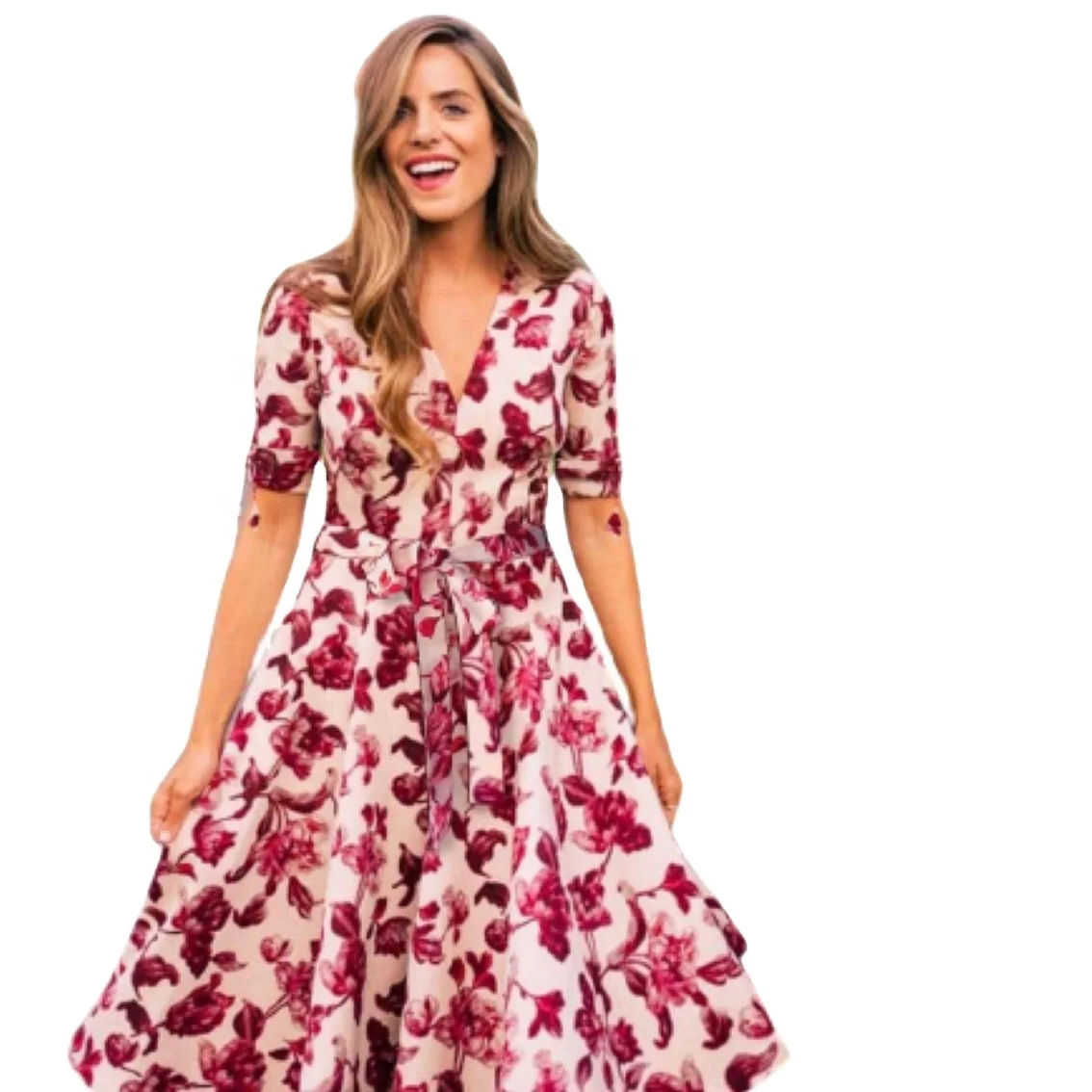 
Цветочный принт квадратный вырез платья новое летнее платье с пышными рукавами и рюшами тонкий разрез миди женщина шифоновое платье 