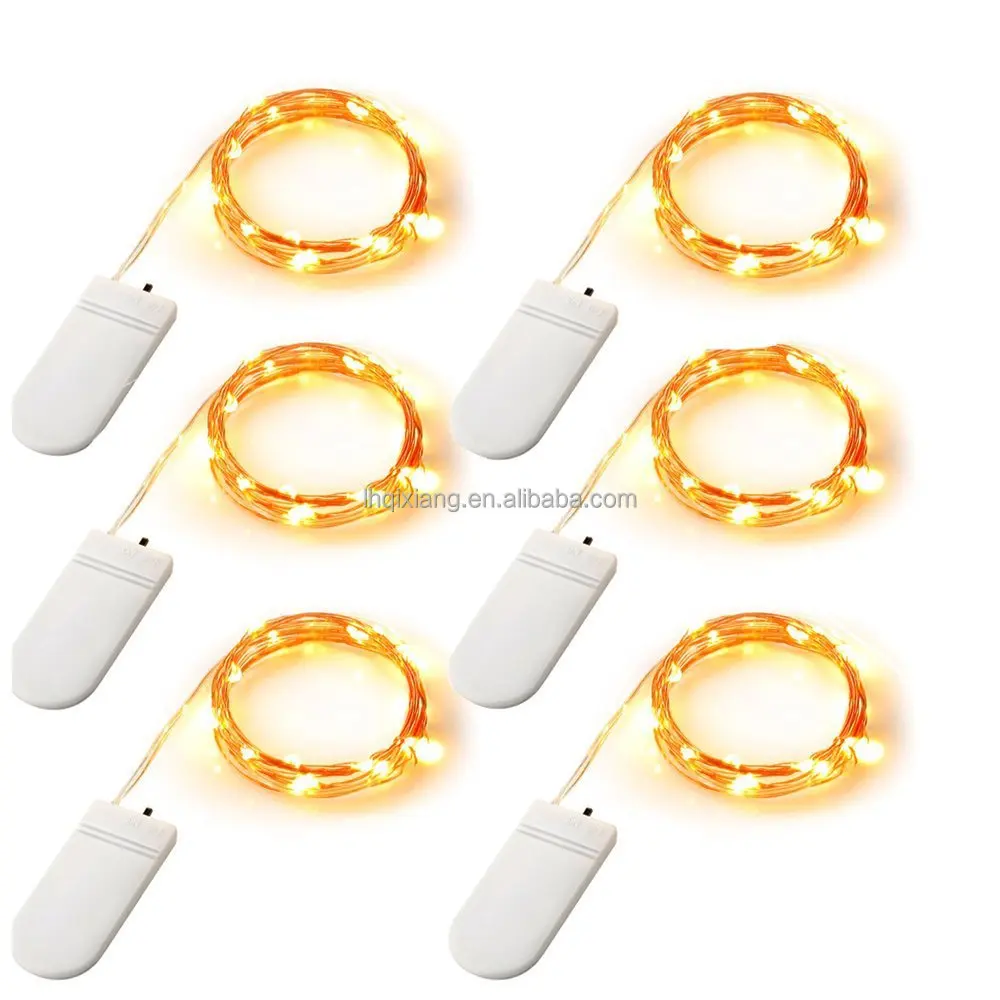 Wholesale 1m 10 Led Battery Operated Christmas Starry Lights CR2032 Button Battery Mini Copper Wire LED Fairy String Lights