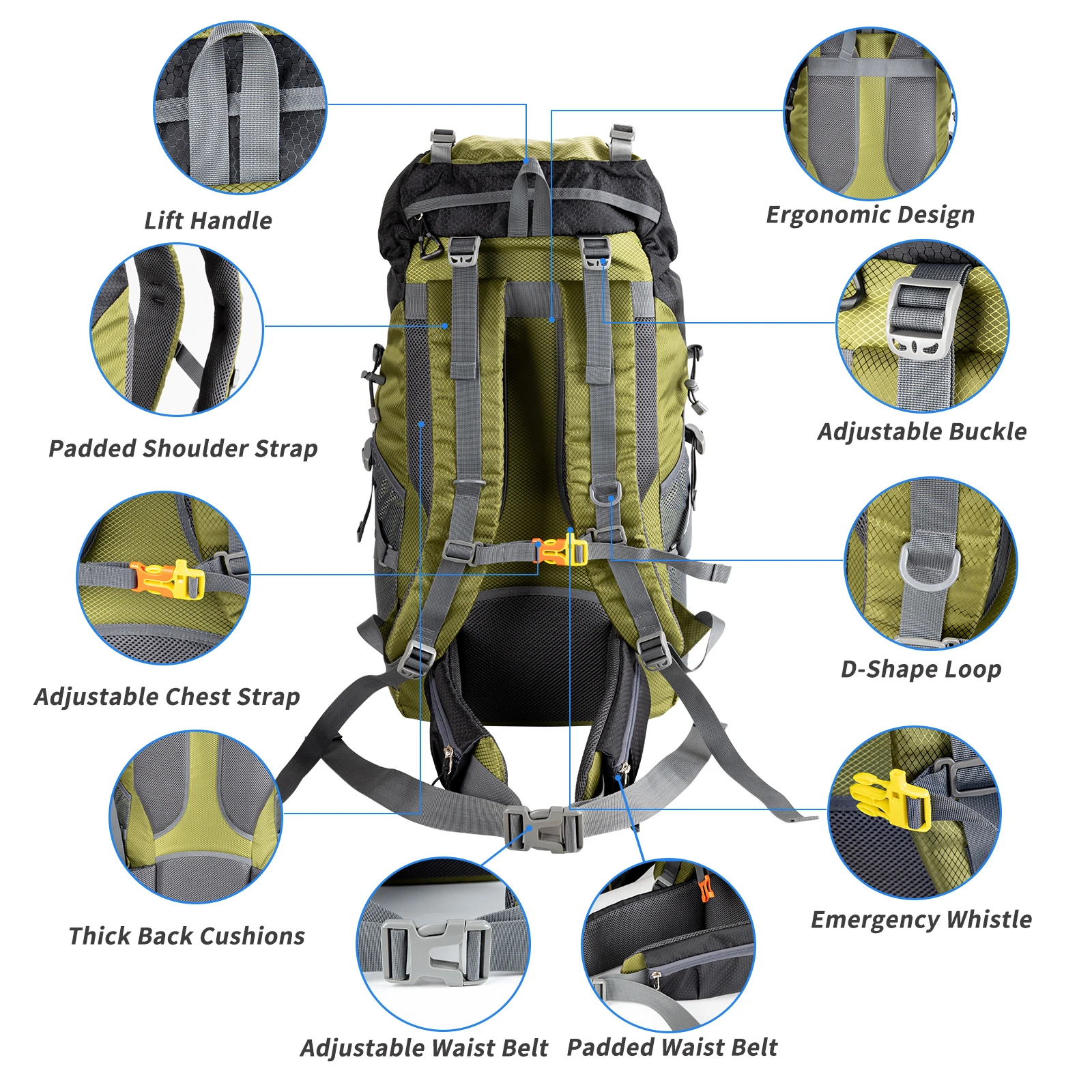 Factory Wholesale Waterproof Large Capacity Mountaineering Camping Travel Bag Hiking Backpack 70l hiking backpack