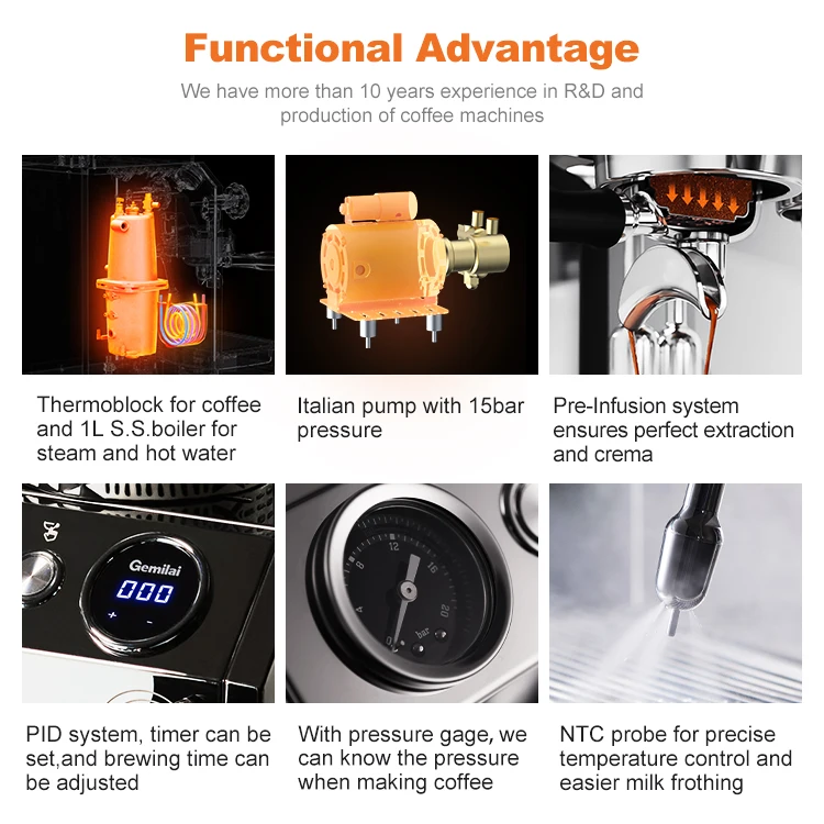 New Corrima High Quality Commercial Espresso Machine Multifunction Home Coffee Maker Gemilai CRM 3145