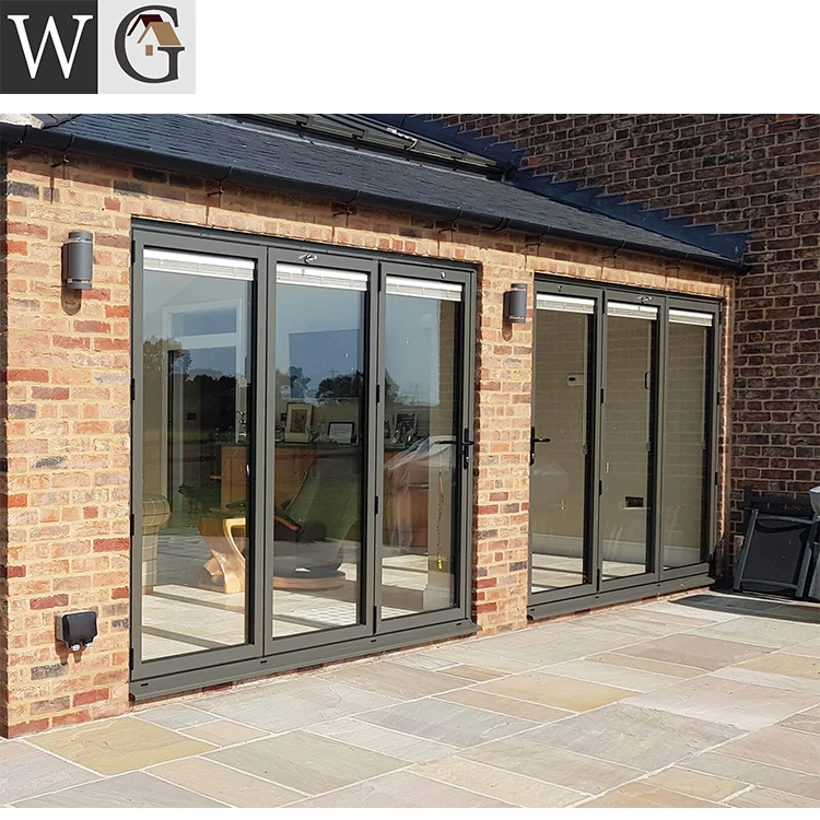 2019 modern thermal break hollow glass  folding sliding door system